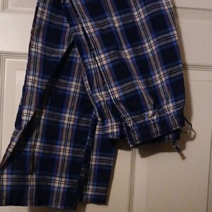 Hanes Blue and White Plaid Lounge Pants
